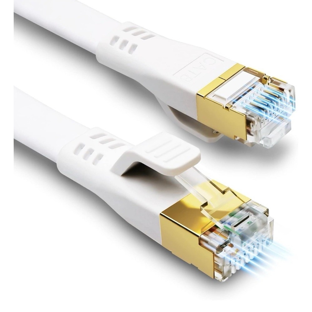 Cat8 Ethernet Cable 5M 16ft Flat White High Speed Internet LAN Network Cord New